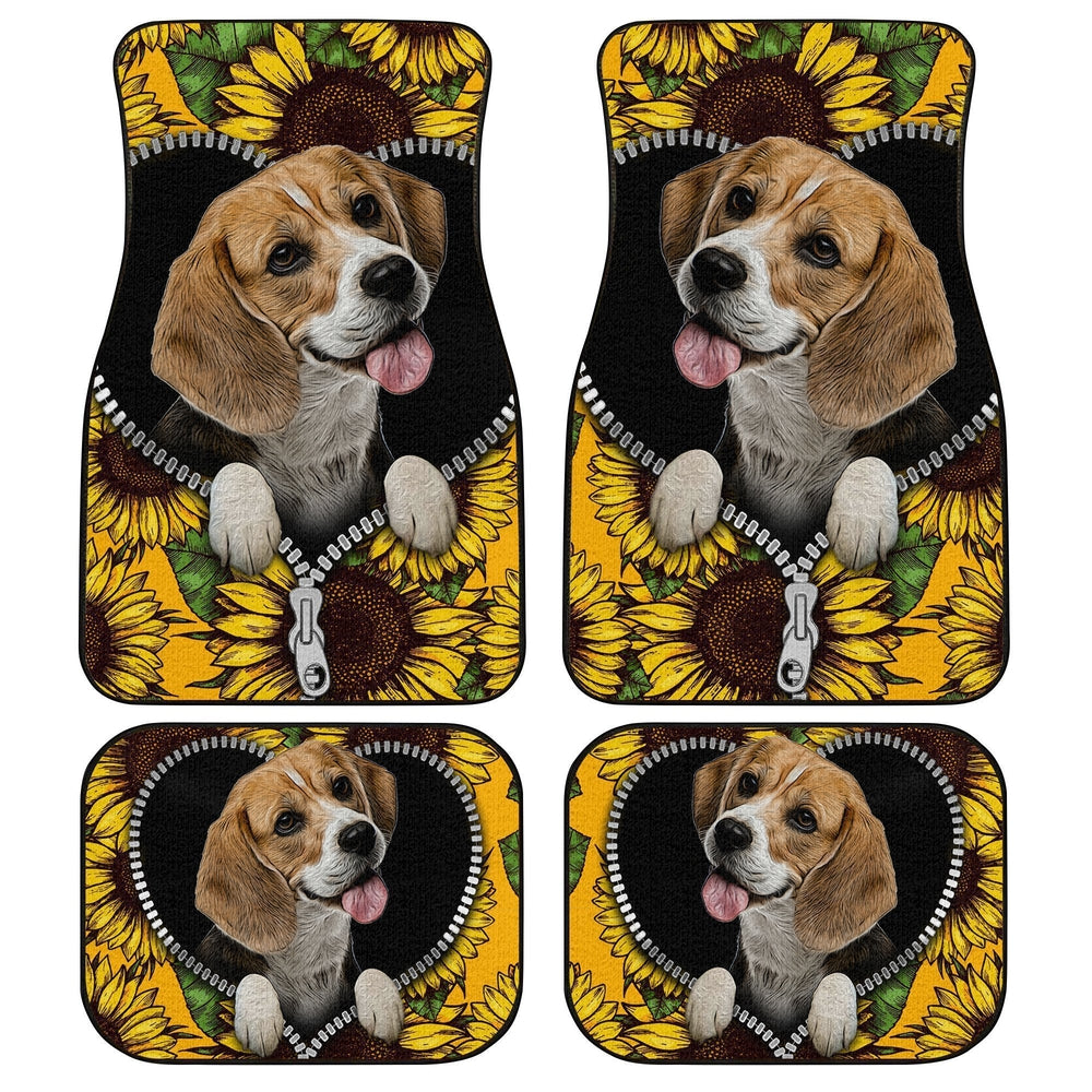 Dog Car Floor Mats Lovely Sunflower Beagle In Zipper Pattern Car Mats