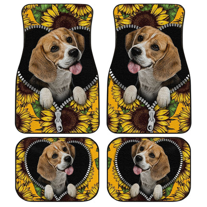 Dog Car Floor Mats Lovely Sunflower Beagle In Zipper Pattern Car Mats