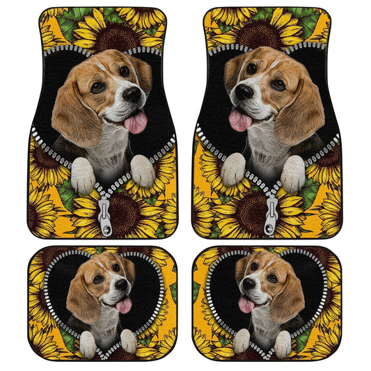 Dog Car Floor Mats Lovely Sunflower Beagle In Zipper Pattern Car Mats