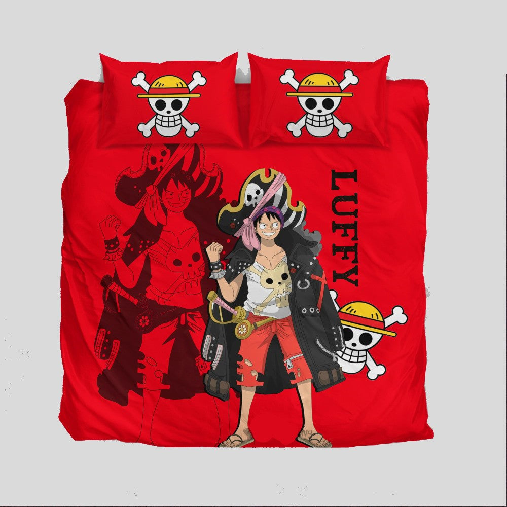 One Piece Bedding Set One Piece Captain Luffy Graphic Duvet Covers Red Unique Gift