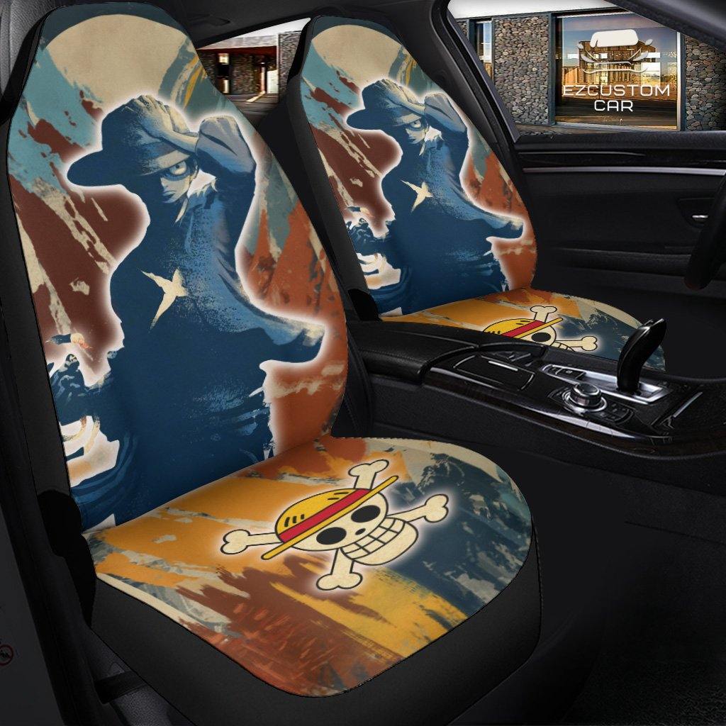 One Piece Car Seat Covers The Pirate Luffy Symbol Graphic Seat Covers Colorful