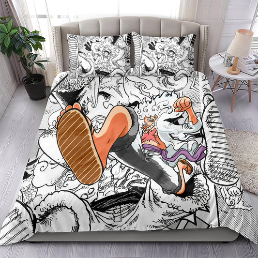 One Piece Bedding Set Luffy Gear 5 Nika One Piece Duvet Covers White Unique Gift