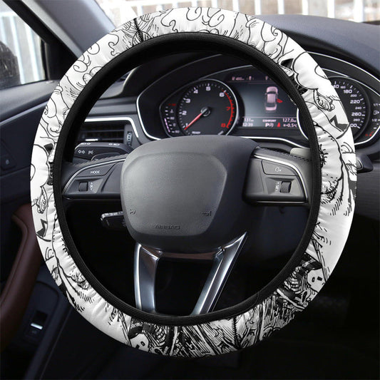 One Piece Steering Wheel Cover Luffy Gear 5 Nika One Piece Driving Wheel Cover White