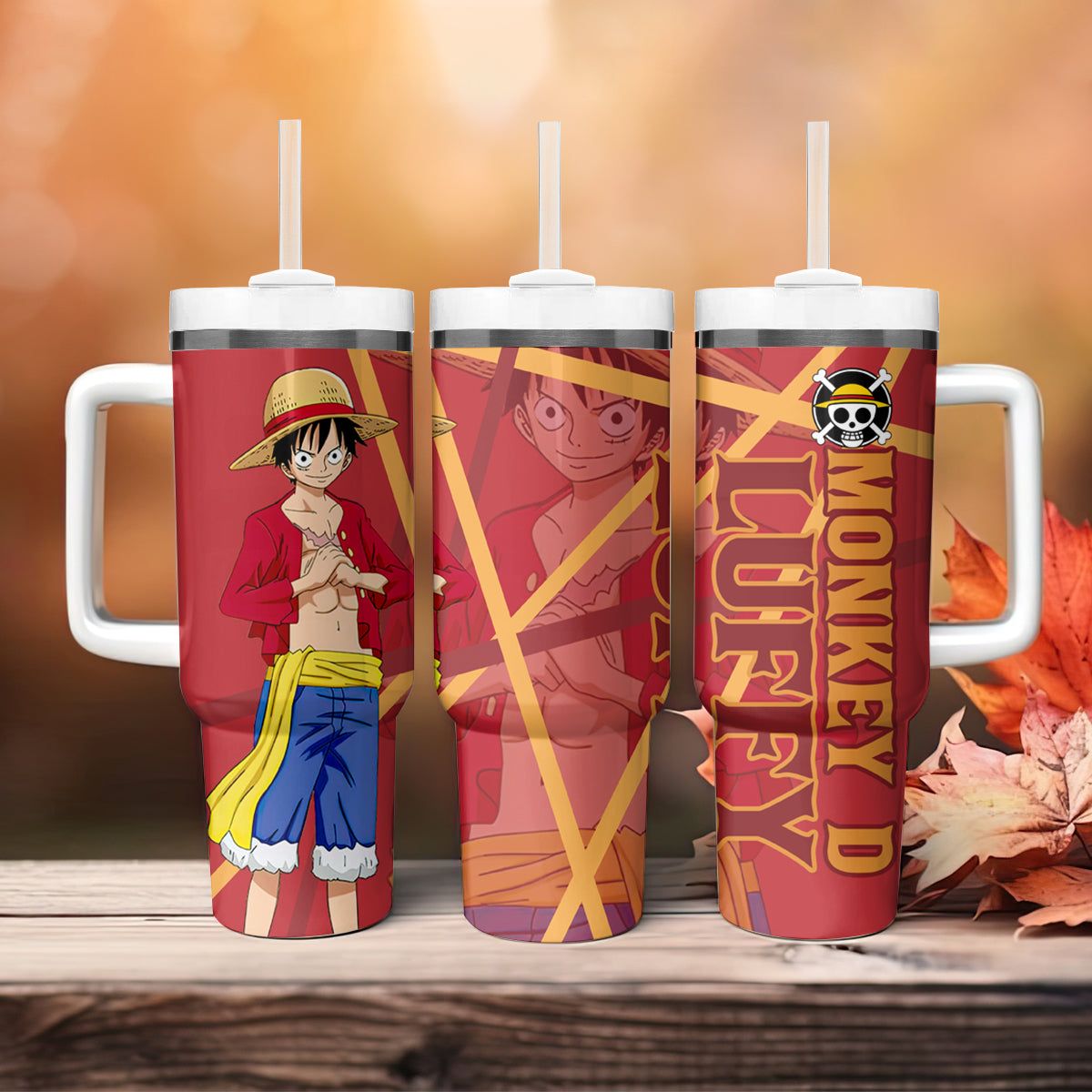 One Piece 40 Oz Tumbler One Piece Monday D Luffy Graphic Tumbler 40 Oz Red