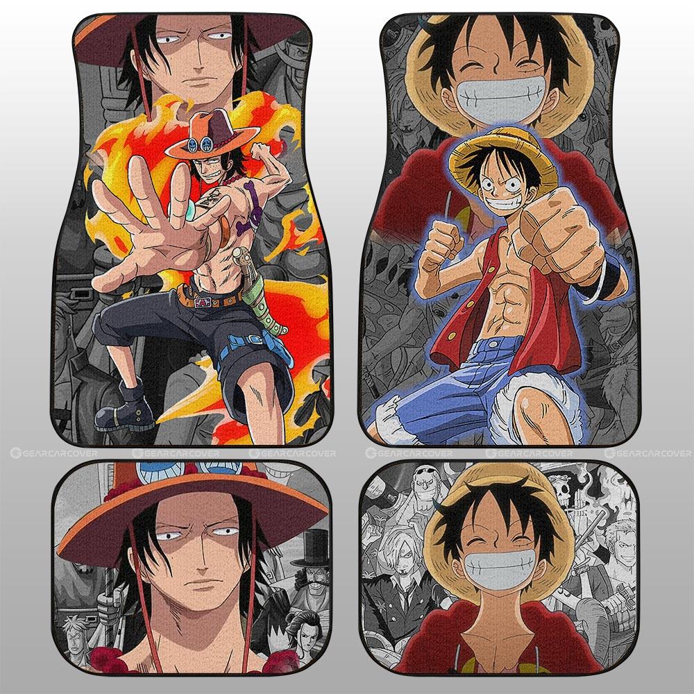 One Piece Car Mats Luffy And Ace Graphic Manga Pattern Car Floor Mats Colorful