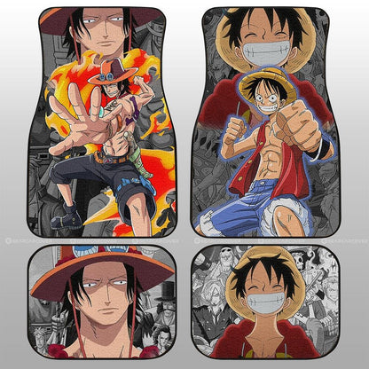 One Piece Car Mats Luffy And Ace Graphic Manga Pattern Car Floor Mats Colorful