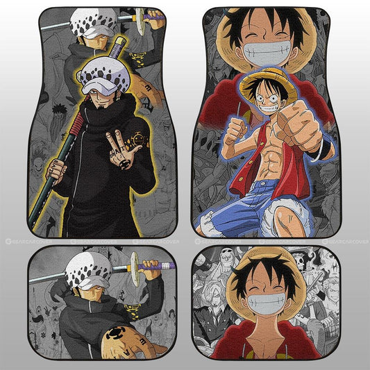 One Piece Car Mats Luffy And Law Graphic Manga Pattern Car Floor Mats Colorful