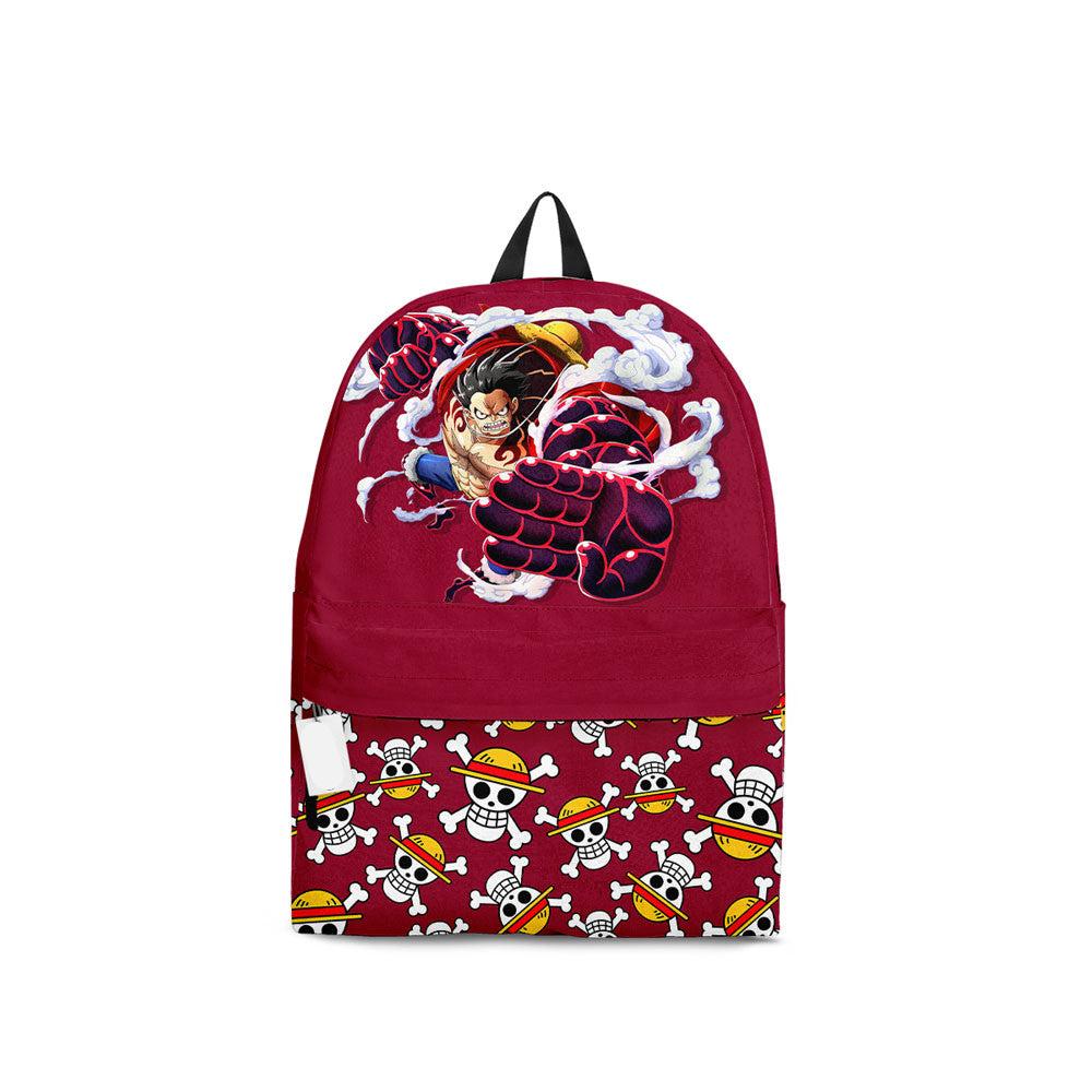 One Piece Backpack Luffy Gear 4 Jolly Roger Pattern Backpacks Red