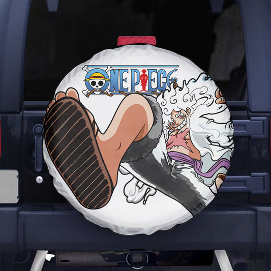 One Piece Spare Tire Cover One Piece Luffy Gear 5 Nika Graphic Tire Covers White