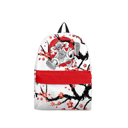One Piece Backpack Luffy Gear 5th Japanese Cherry Blossom Pattern Backpacks White Red