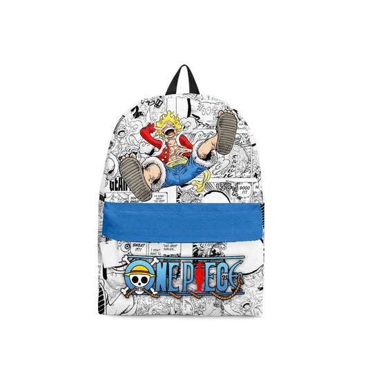 One Piece Backpack Luffy Nika Awakening Manga Pattern Backpacks White