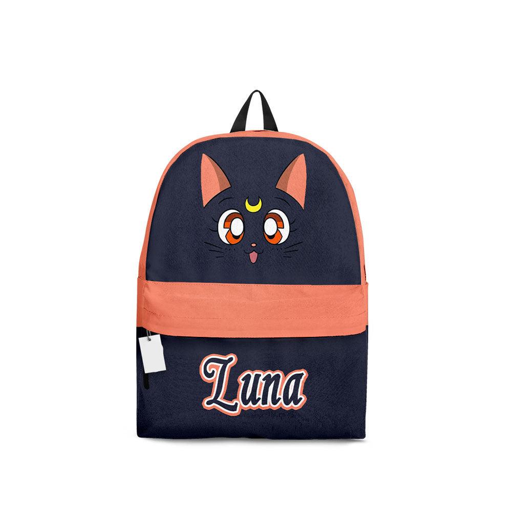 Sailor Moon Backpack Luna Cat Character Details Pattern Backpacks Black Orange