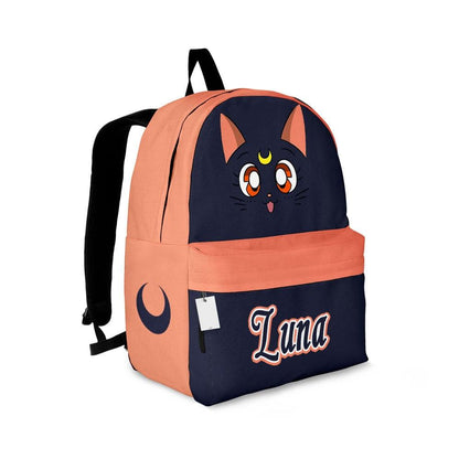 Sailor Moon Backpack Luna Cat Character Details Pattern Backpacks Black Orange