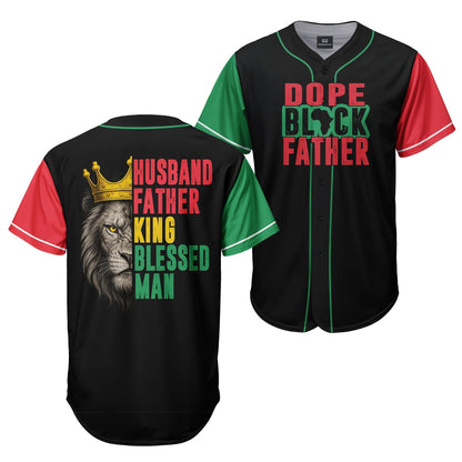 Dope Black Father - African American Baseball Jersey - Gift for Black Dad, Grandpa, Husband