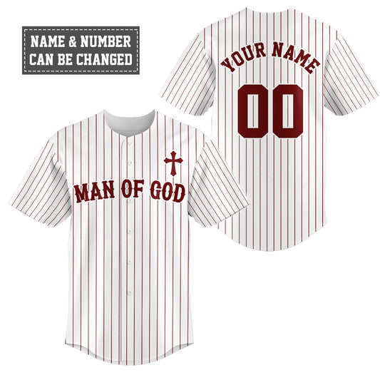 Man Of God Striped Baseball Jersey - Christant Gift For Him