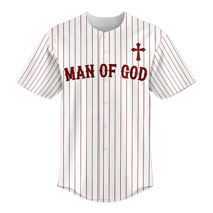 Man Of God Striped Baseball Jersey - Christant Gift For Him