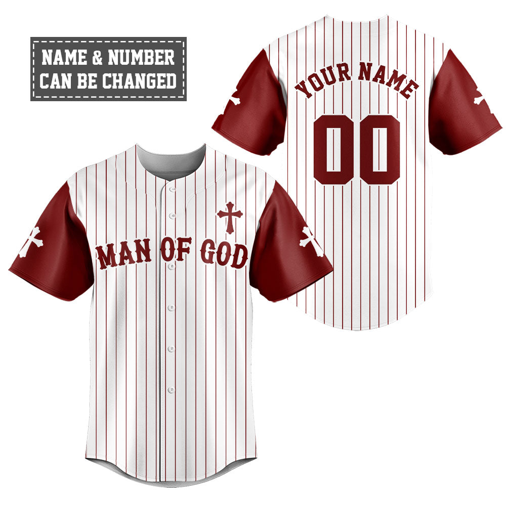 Man Of God Striped Baseball Jersey - Christant Gift For Him