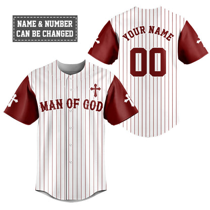 Man Of God Striped Baseball Jersey - Christant Gift For Him