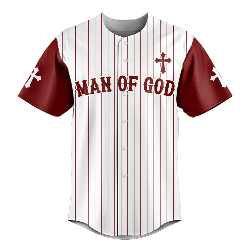 Man Of God Striped Baseball Jersey - Christant Gift For Him