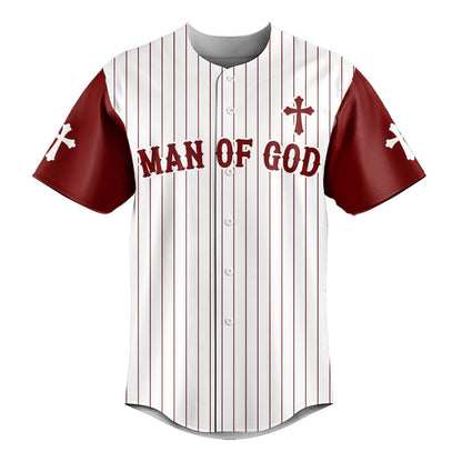 Man Of God Striped Baseball Jersey - Christant Gift For Him