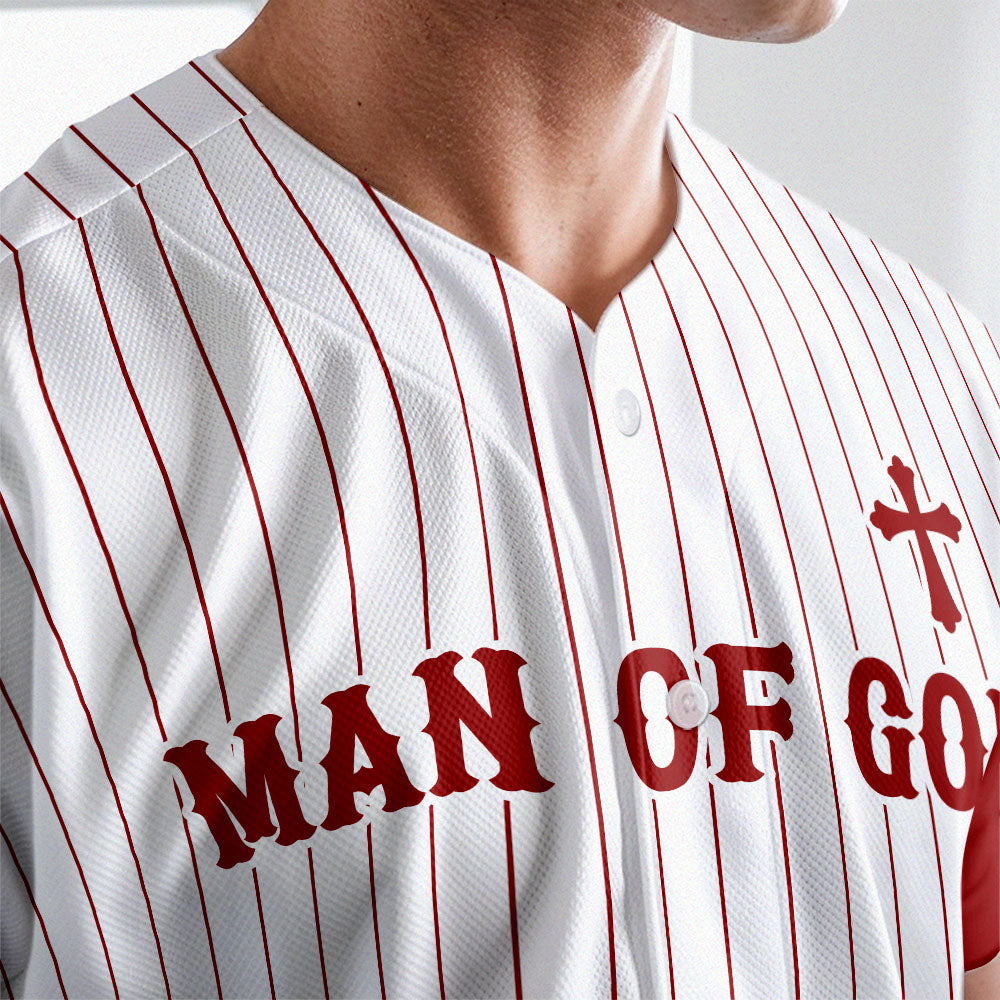 Man Of God Striped Baseball Jersey - Christant Gift For Him