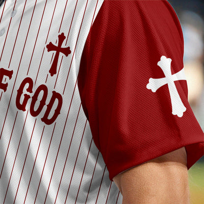 Man Of God Striped Baseball Jersey - Christant Gift For Him