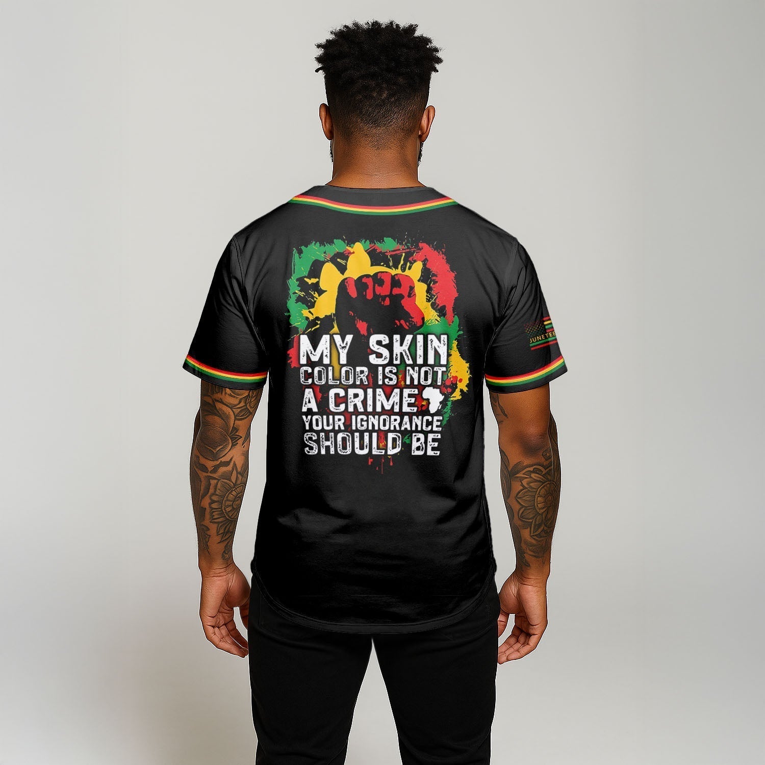 My Skin Color Is Not A Crime - African American Baseball Jersey - Gift for Black Dad, Grandpa, Husband