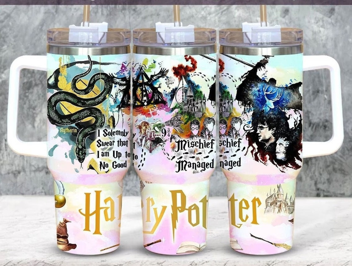 HP 40 Oz Tumbler HP Mischief Managed Art Tumbler 40 Oz Colorful