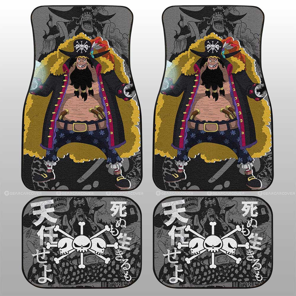 One Piece Car Mats Character Marshall D Teach Manga Pattern Jolly Roger Symbol Car Floor Mats Colorful