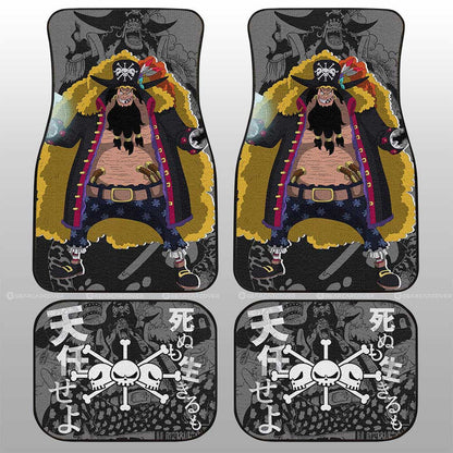 One Piece Car Mats Character Marshall D Teach Manga Pattern Jolly Roger Symbol Car Floor Mats Colorful