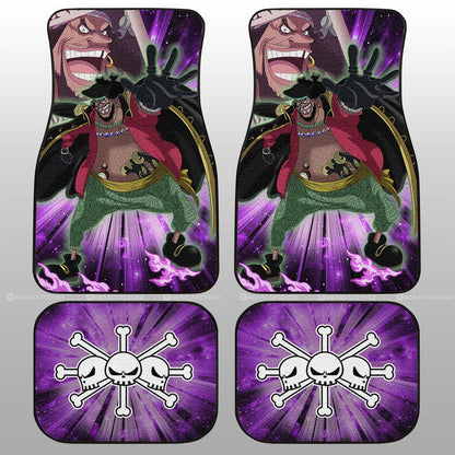 One Piece Car Mats Marshall D Teach Blackbeard And Wanted Poster Jolly Roger Symbol Car Floor Mats Purple