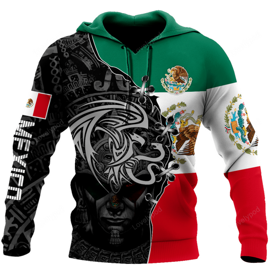 Mexico Hoodie Mexican Aztec Stitches Pattern Hoodie Colorful Unisex