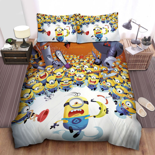 Minions Bedding Set Minion Running For Banana Duvet Covers Colorful Unique Gift