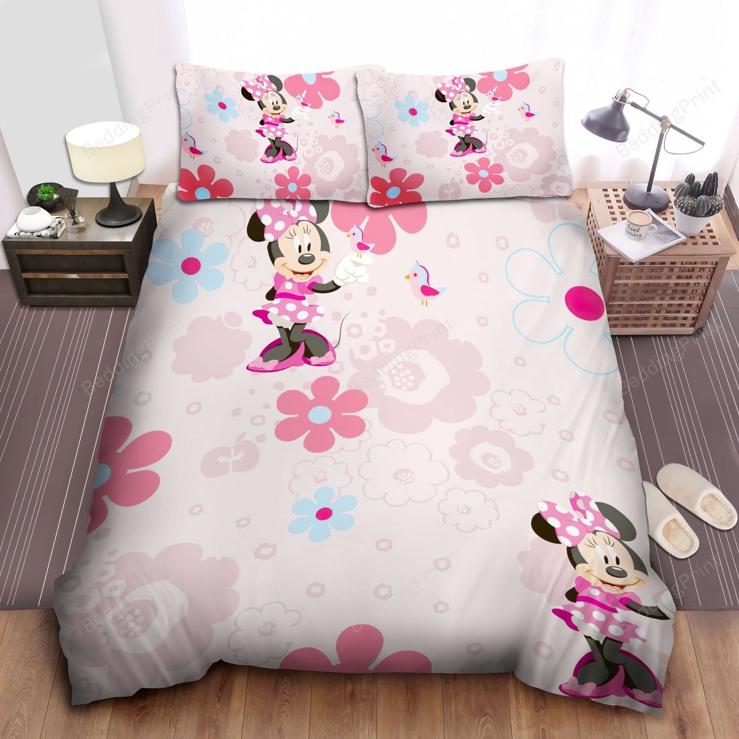 Minnie Bedding Set DN Minnie With Little Birds And Flowers Duvet Covers Pink Unique Gift