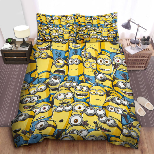 Minions Bedding Set Despicable Me All Minions Pattern Duvet Covers Yellow Blue Unique Gift