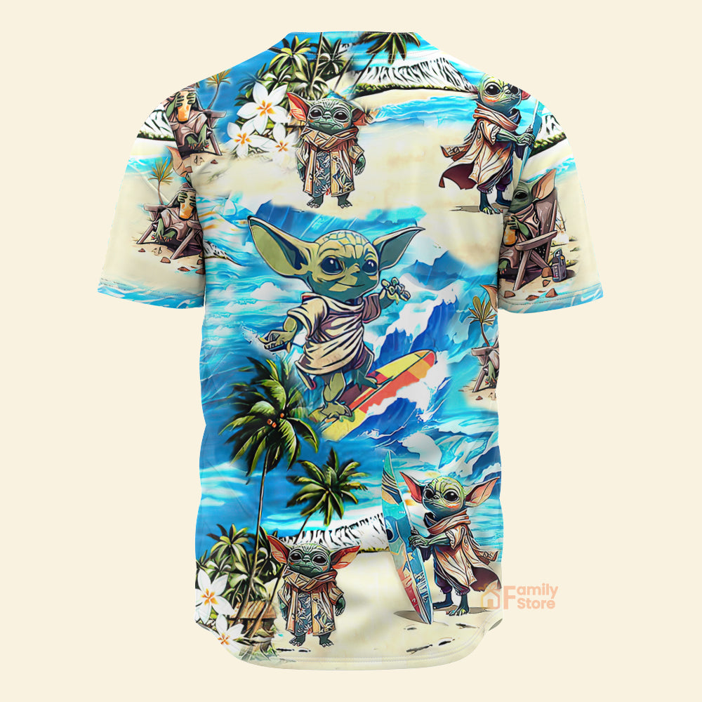 Baby Yoda Starwars Surfing - Baseball Jersey - Christant Gift For Him - Family Store