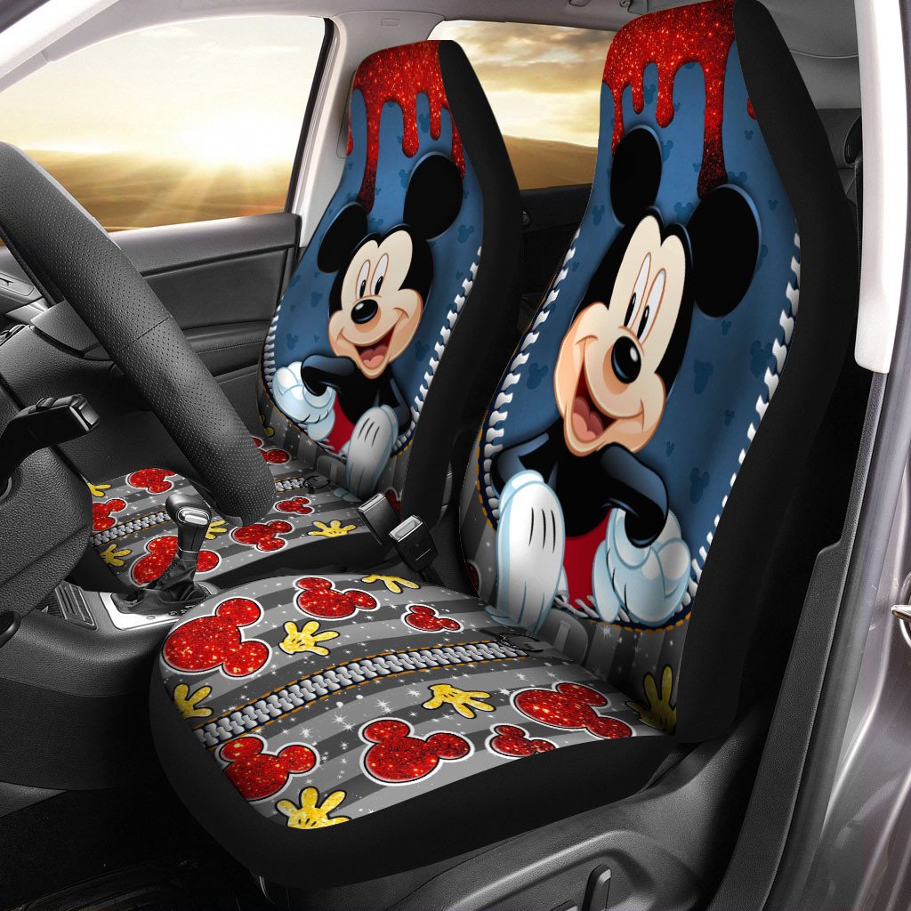 MM Car Seat Covers MM Zipper Heads Pattern Seat Covers Red Blue