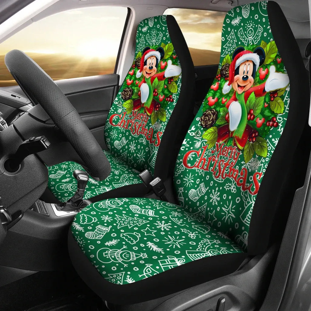 MM Car Seat Covers MM Merry Christmas Graphic Seat Covers Green