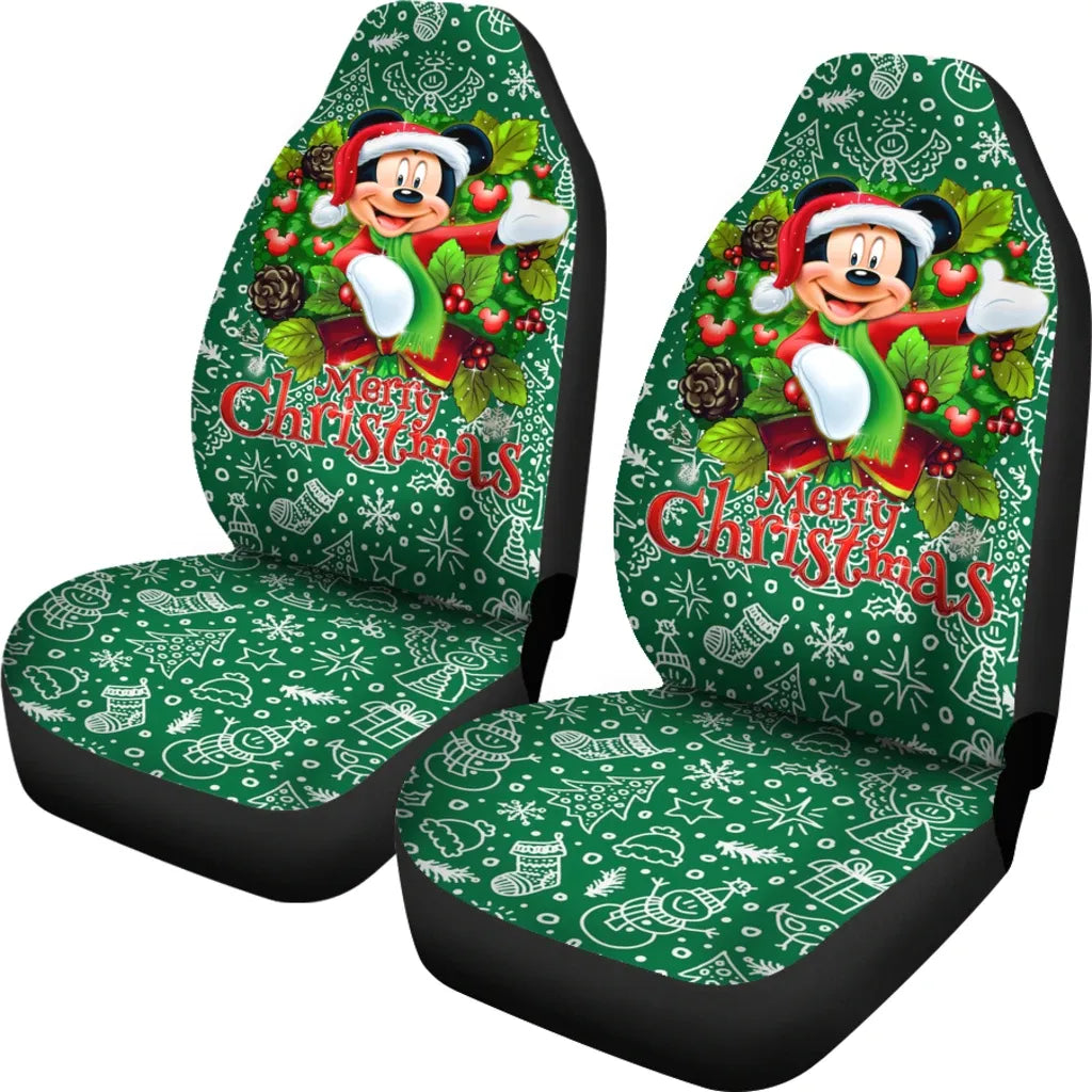 MM Car Seat Covers MM Merry Christmas Graphic Seat Covers Green