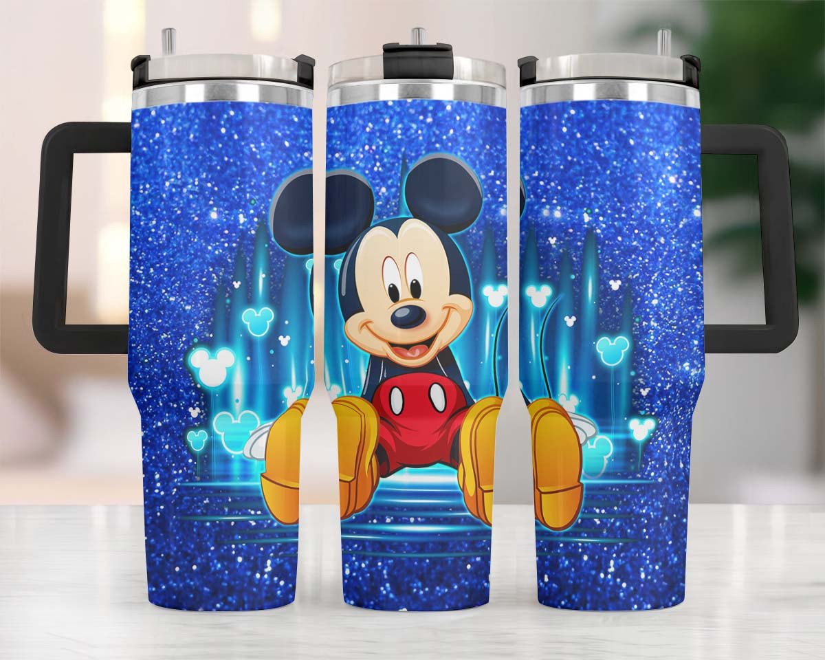 MM 40 Oz Tumbler Sitting MM Twinkle Mouse Head Pattern Tumbler 40 Oz Blue