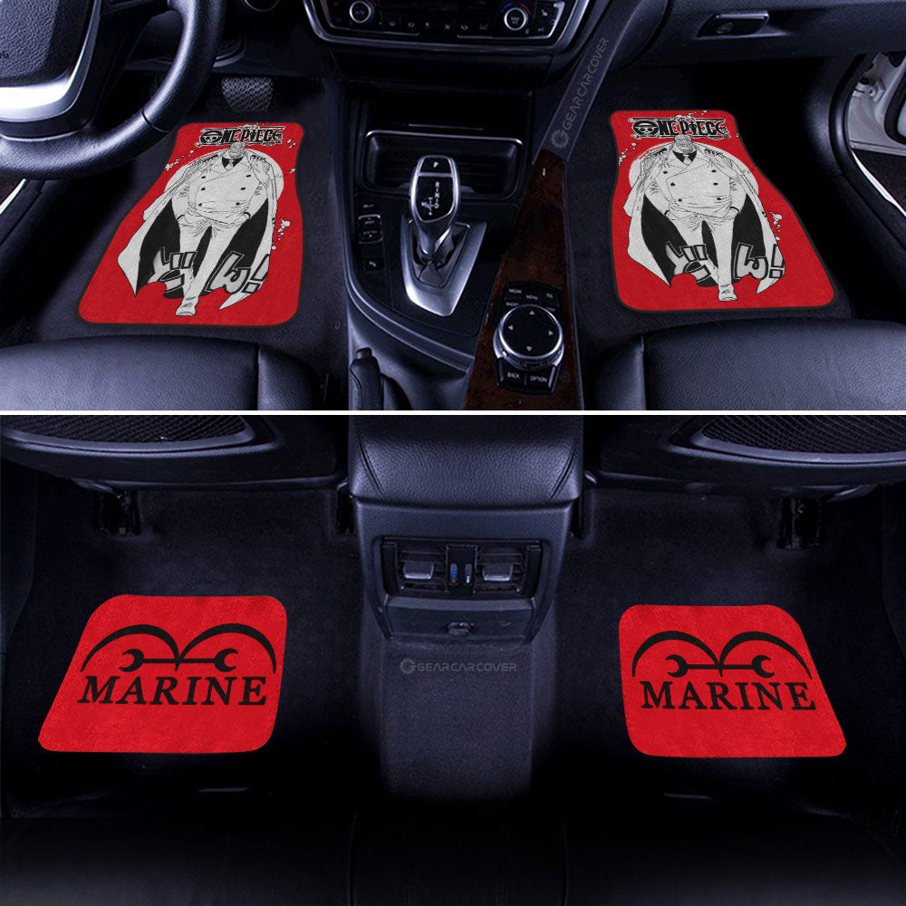 One Piece Car Mats One Piece Monkey D Garp Marine Jolly Roger Symbol Car Floor Mats Red White