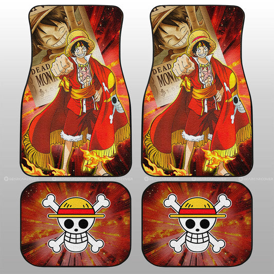 One Piece Car Mats One Piece Monkey D Luffy And Wanted Poster Graphic Car Floor Mats Red