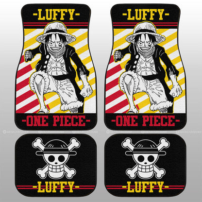 One Piece Car Mats One Piece Character Monkey D Luffy Graphic Car Floor Mats Black Yellow