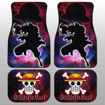 One Piece Car Mats One Piece Luffy Silhouette Jolly Roger Symbol Car Floor Mats Colorful