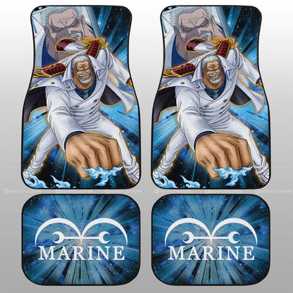 One Piece Car Mats Monkey D Garp Marine And Wanted Poster Graphic Car Floor Mats White Blue