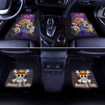 One Piece Car Mats Monkey D Luffy Nika God Manga Pattern Jolly Roger Symbol Galaxy Car Floor Mats Colorful