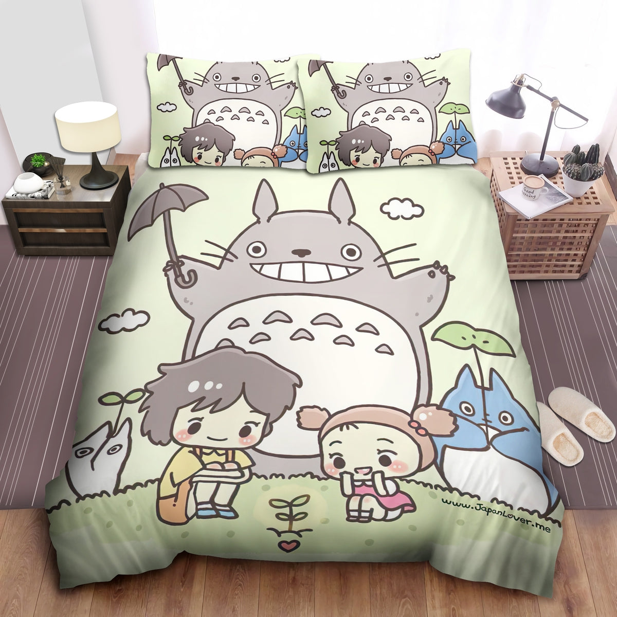 SGhibli Bedding Set My Neighbor Totoro Characters In Chibi Duvet Covers Colorful Unique Gift