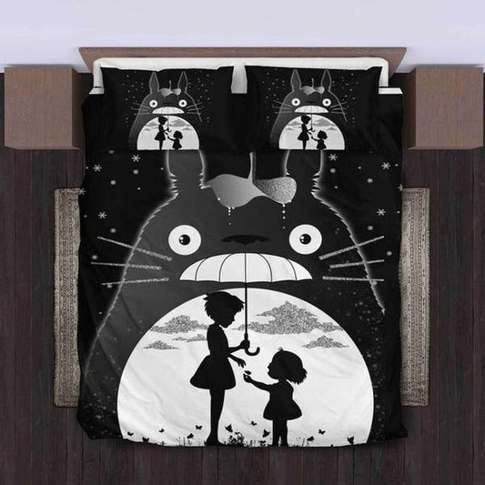 SGhibli Bedding Set My Neighbor Totoro Alluring Art Duvet Covers Black White Unique Gift