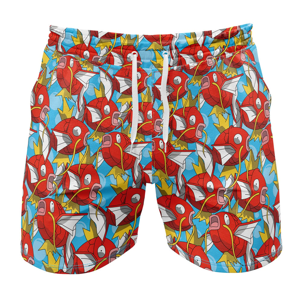 PKM Shorts PKM Magikarp Graphic Pattern Beach Shorts Blue Red