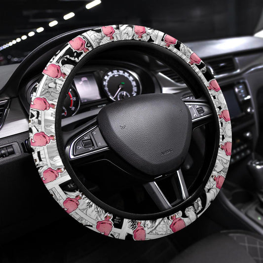 Dragon Ball Steering Wheel Cover Chibi Majin Buu Manga Pattern Driving Wheel Cover Pink White